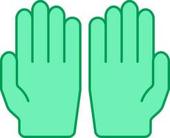 Muslim Prayer Hand Icon In Green Color. vector