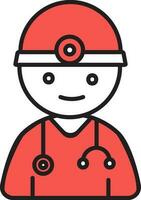 Doctor Icon In Red And White Color. vector