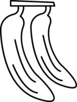 Two Banana Icon In Black Outline. vector