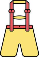 plano estilo lederhosen icono en amarillo y rojo color. vector