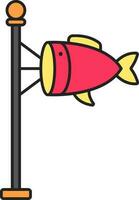 Yellow And Pink Carp Streamer Flat Icon. vector