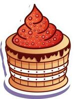Isolated Whipped Creamy Cake Icon In Sticker Style. vector