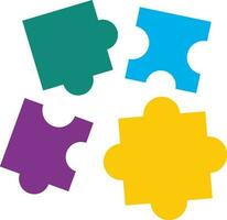 Colorful Jigsaw Puzzle Pieces On White Background. vector