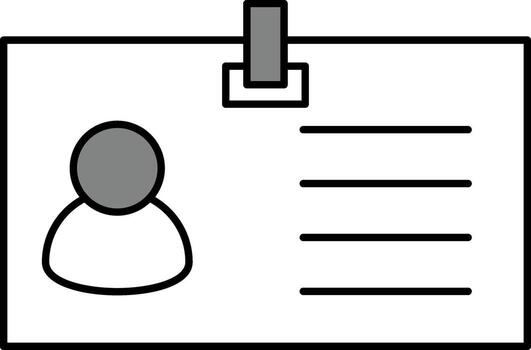 Flat ID Card Icon In Grey And White Color. vector