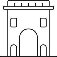 Black Stroke Illustration Of India Gate Icon. vector