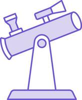 aislado púrpura y blanco color telescopio icono en plano estilo. vector