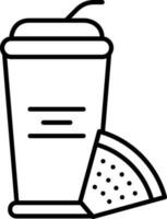 Drink Glass With Pizza Icon In Line Art. vector