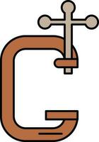 C-Clamp Icon In Brown Color. vector