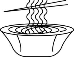 Noodles Bowl Icon Or Symbol In Linear Style. vector