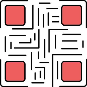 QR Code Icon In Black And Red Color. vector