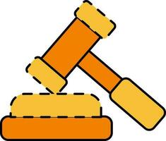 Yellow And Orange Judge Gavel Icon. vector