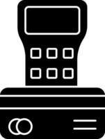 pos terminal icono en negro y blanco color. vector