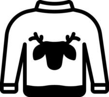 black and white Color Sweater With Reindeer Face Icon. vector