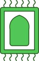 alfombra o sajadah icono en verde y blanco color. vector