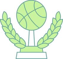 Winning Basketball Trophy Icon In Green And White Color. vector