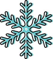 Flat Style Snowflake Icon In Blue Color. vector