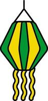 Lantern Icon In Green And Yellow Color. vector