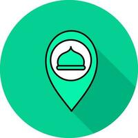 Mosque Map Pin Location Icon On Green Background. vector