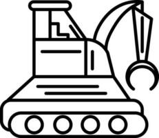 Black Outline Excavator Or Grab Machine Icon. vector