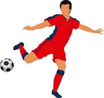 personaje de jugador pateando fútbol. vector