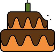 Cut Birthday Cake Colorful Icon Or Symbol. vector