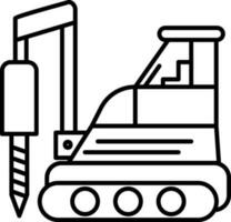 Illustration Of Drilling Truck Icon In Stroke Style. vector