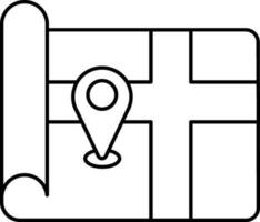 Black Outline Map Navigation Icon. vector