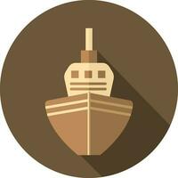 plano estilo Embarcacion icono en marrón antecedentes. vector