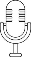 Line art microphone on white background. vector