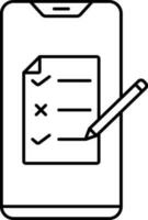 Line Art Checklist in Smartphone Screen Icon. vector