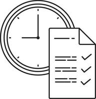 Illustration of paper and clock icon in stroke style. vector