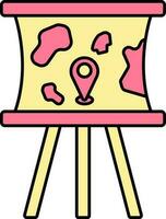 Isolated Map Navigation Board Icon In Pink And Yellow Color. vector