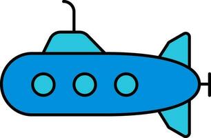 Submarine Icon In Blue Color. vector