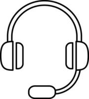 Black line art illustration of a headphone. vector