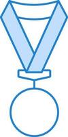 Blank Medal With Ribbon Icon In Blue And White Color. vector