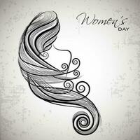 Happy Women's Day celebrations concept with illustration of a beautiful long hairs girl on grey background. vector