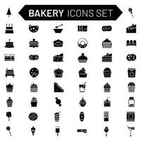 Flat style Bakery icon set in black and white color. vector