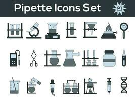 Pipette Icon Set In Gray And Blue Color. vector