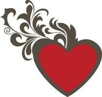 Stylish red heart decorated with floral design. vector