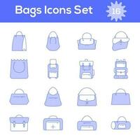 Blue And White Color Set of Bags Icon. vector