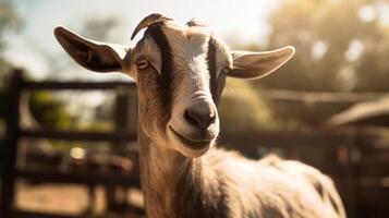 Goat at the farm on a sunny day photo