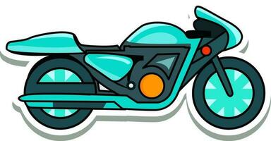 Sticker Or Label Super Bike In Turquoise Color. vector