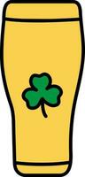 Beer Glass with shamrock leaf. vector