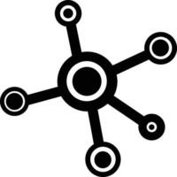 Illustration of molecule icon in black and white style. vector