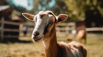 Goat at the farm on a sunny day photo