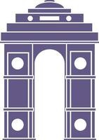 Flat Style India Gate Icon In Violet And White Color. vector