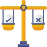 Right And Wrong Balance Flat Icon In Orange And Blue Color. vector