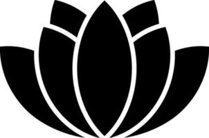 black and white lotus flower icon in flat style. vector