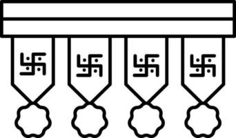 Isolated Hanging Swastika Garland Icon In Line Art. vector