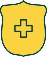 Flat Style Yellow Health Shield Icon Or Symbol. vector